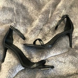 Strappy Faux Snakeskin Heel